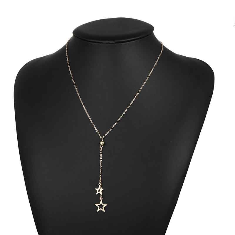 Collar con colgante de estrella de cinco puntas de oro Simple