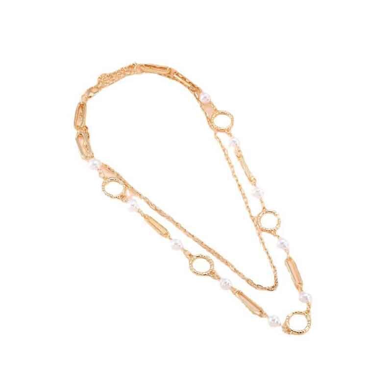 Collar doble capa con perlas naturales