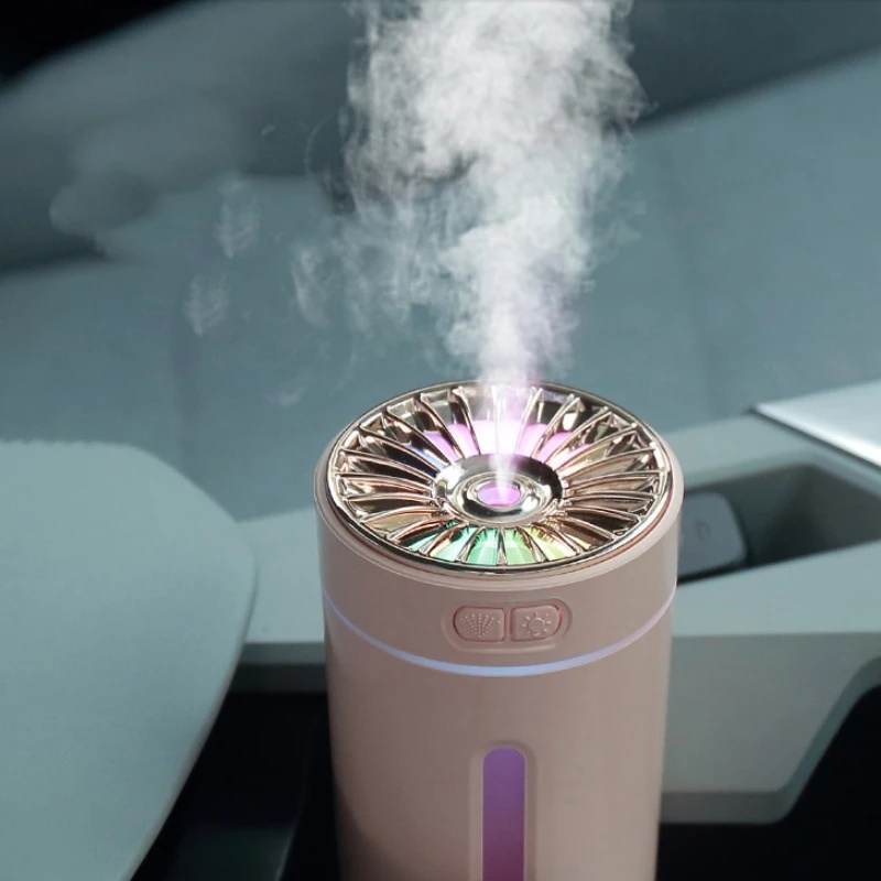 Humidificador de aire inalámbrico, luces coloridas, silencioso, ultrasónico, difusor de niebla USB, purificador, 800mAh, recargable, generador de niebla fría para coche