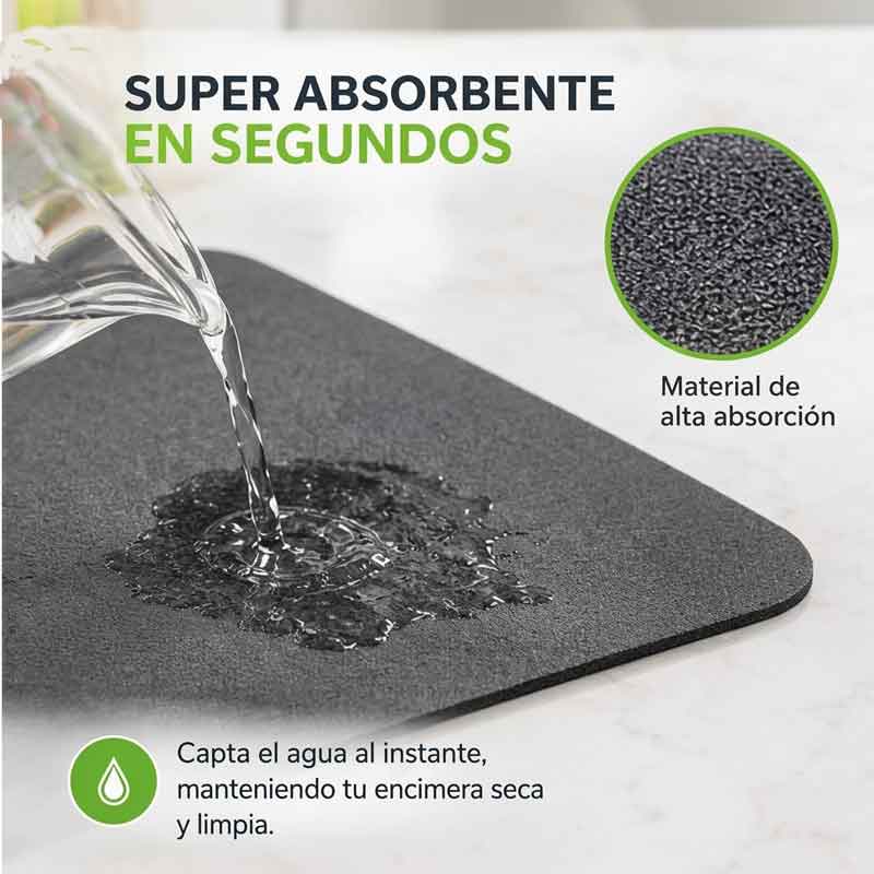 Tapete Absorbente para Cocina de Secado Rápido y Antideslizante – Gris