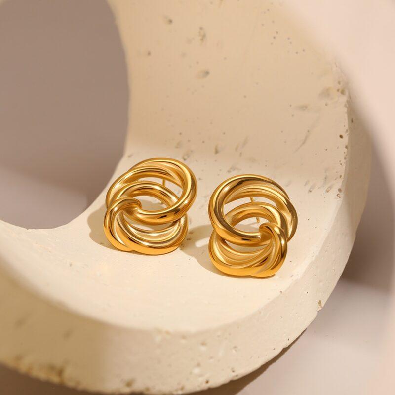 Pendientes de botón de oro NMSE-J713-1