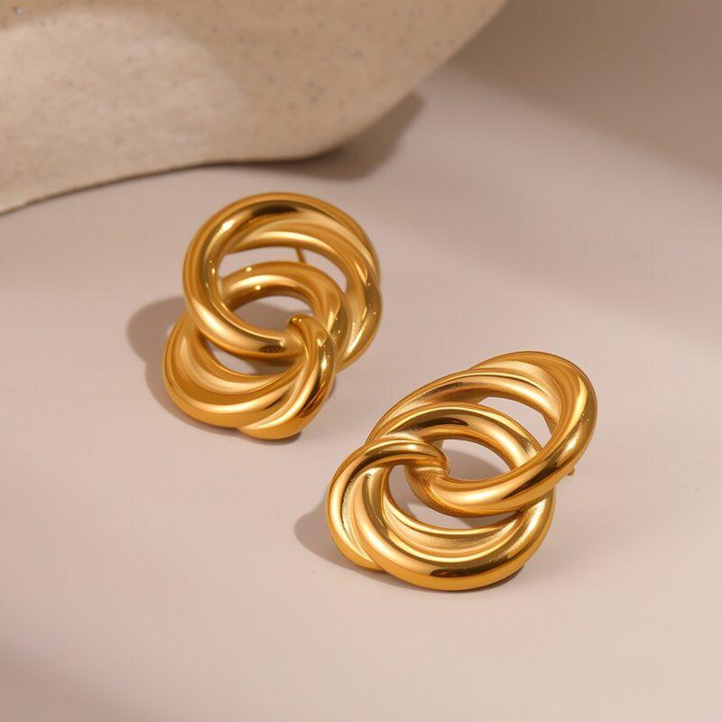 Pendientes de botón de oro NMSE-J713-1
